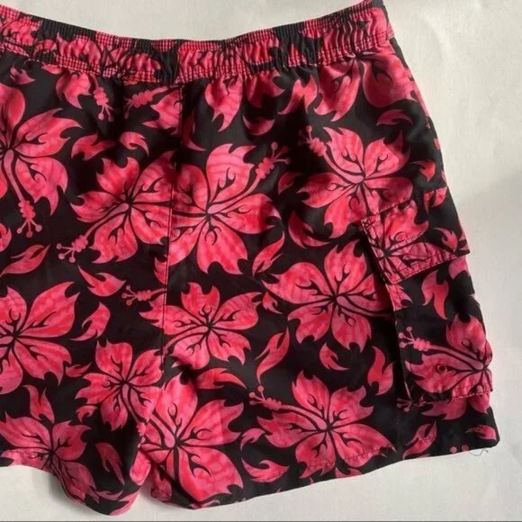 Catalina Black and Pink Floral Hawaiian Style Shorts Size M - Picture 4 of 11